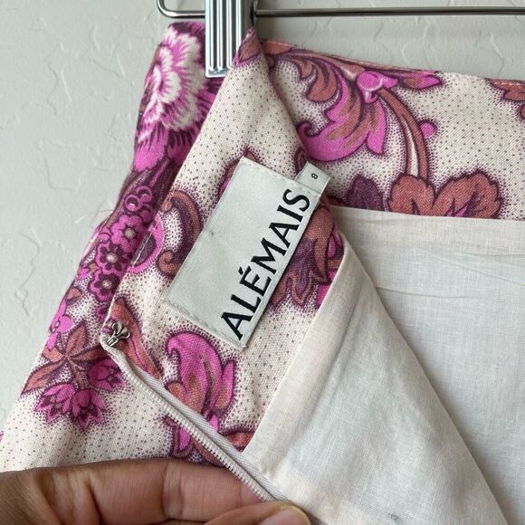 ALEMAIS Shorts Linen Floral Print Purple Shorts Size US 4 - Picture 4 of 10